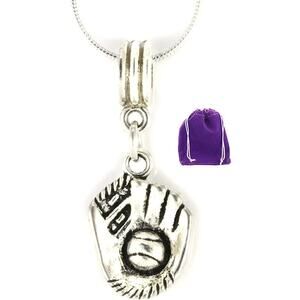Baseball Necklace - Softball Glove Snake Chain Necklace
